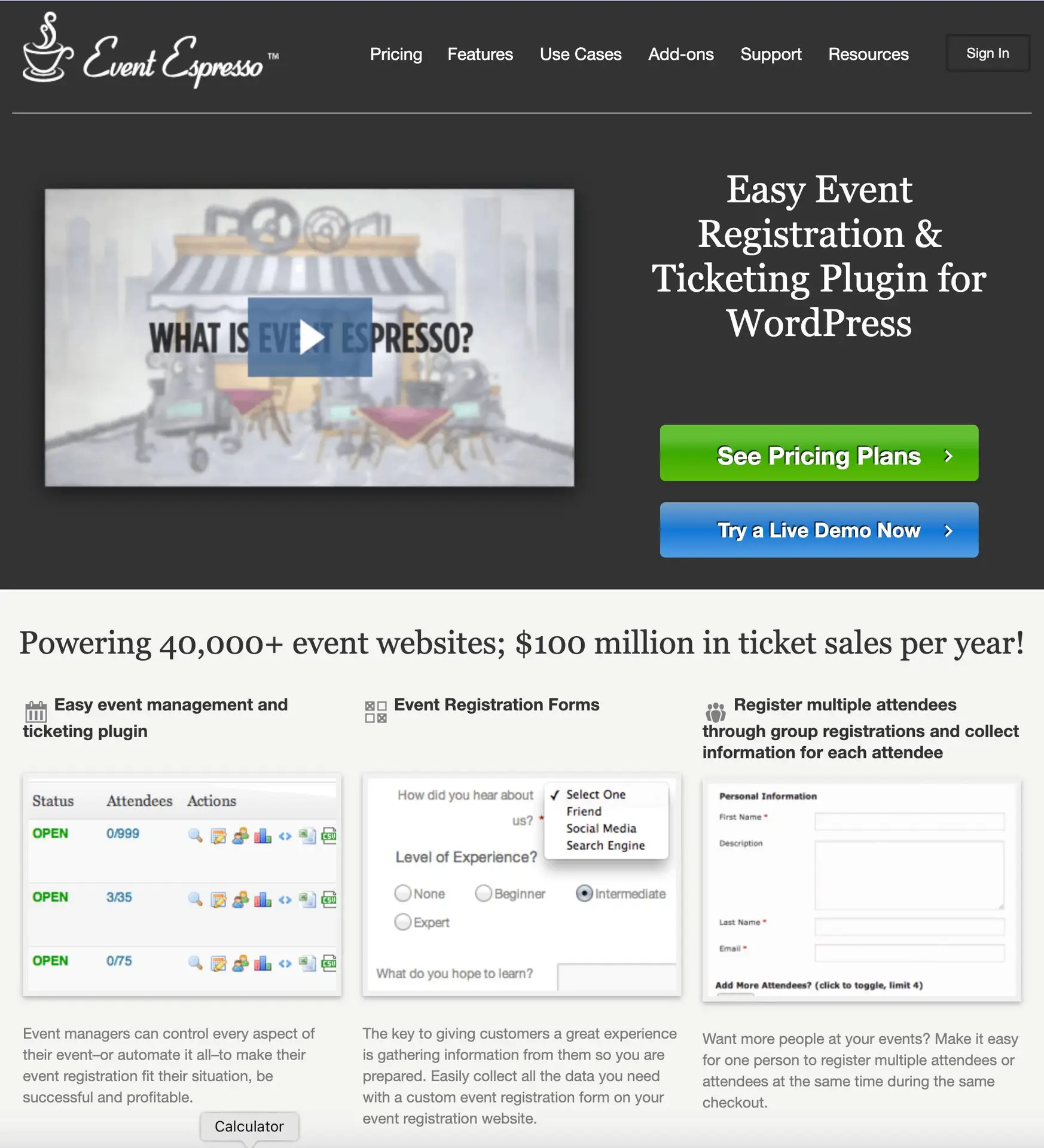 event espresso website