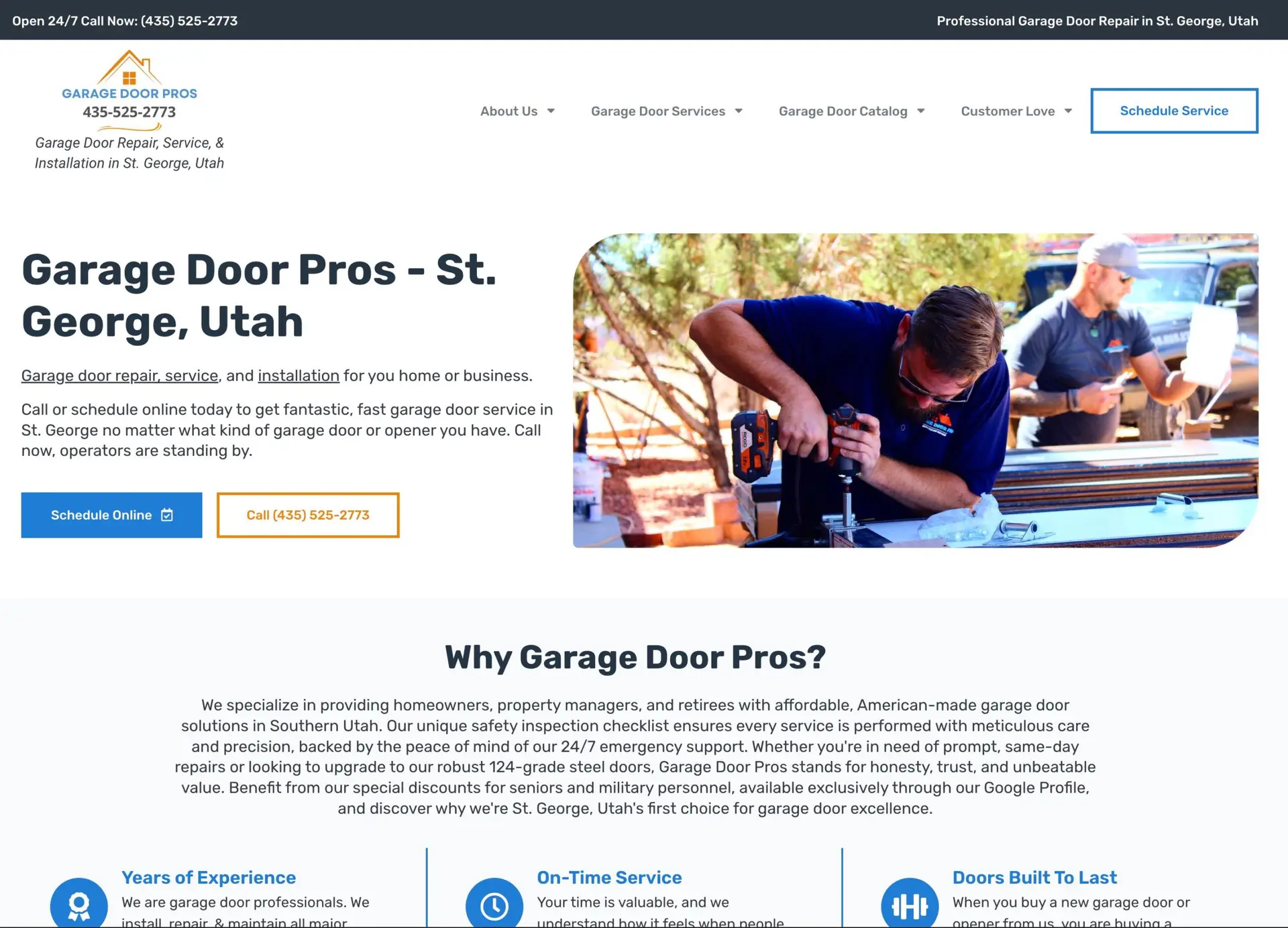 garage dor pros website